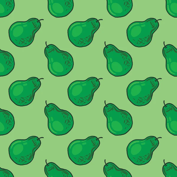 Pere Verdi Modello Senza Cuciture Sfondo Verde — Vettoriale Stock
