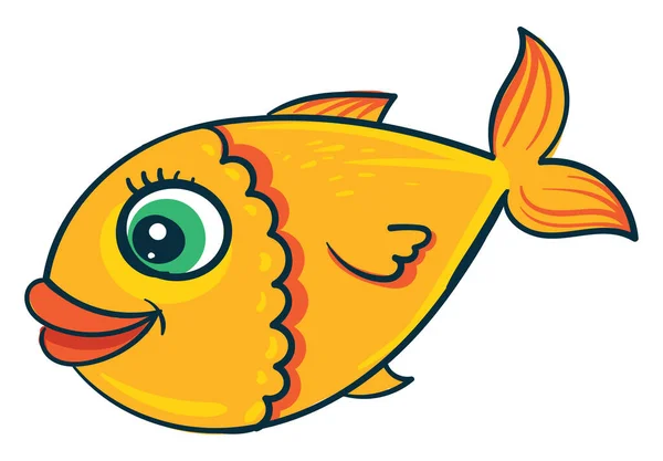 Şirin Sarı Balık Illüstrasyon Beyaz Arka Planda Vektör — Stok Vektör