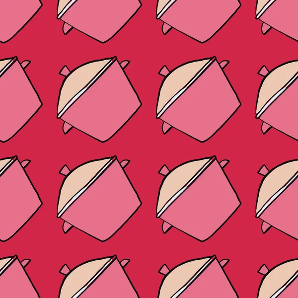 Розовая Кастрюля Бесшовный Рисунок Красном Фоне — стоковый вектор