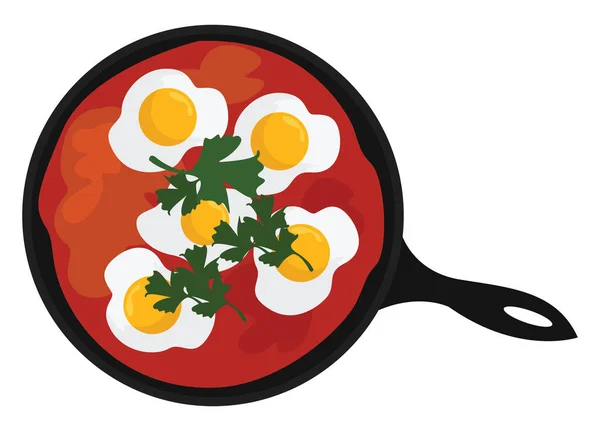 Huevos Fritos Con Tomates Ilustración Vector Sobre Fondo Blanco — Vector de stock