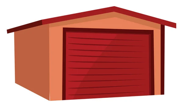 Garagem Vermelha Ilustração Vetor Sobre Fundo Branco — Vetor de Stock