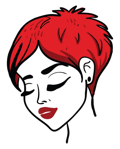 Chica Con Pelo Rojo Corto Ilustración Vector Sobre Fondo Blanco — Archivo Imágenes Vectoriales