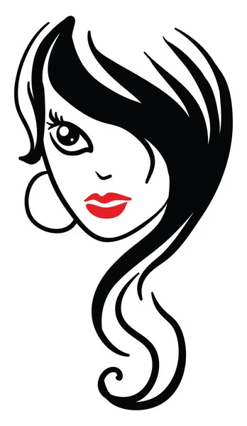 Девушка Черными Волосами Иллюстрация Вектор Белом Фоне — стоковый вектор