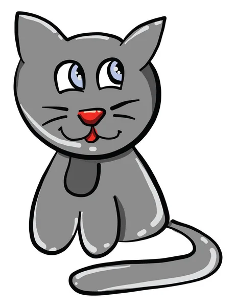 Grey Cat Illustration Vector White Background — Stock Vector