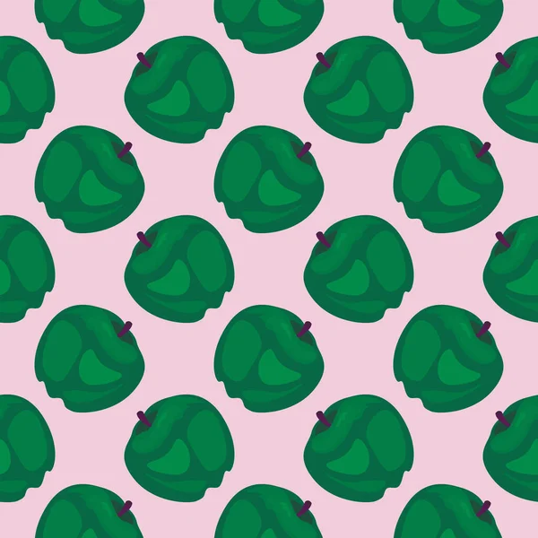 Pomme Vert Foncé Motif Sans Couture Sur Fond Rose Clair — Image vectorielle