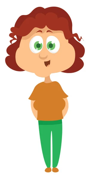 Chica Con Ojos Verdes Ilustración Vector Sobre Fondo Blanco — Vector de stock