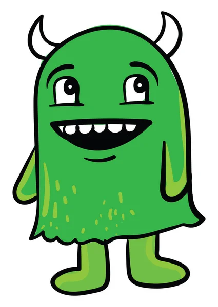 Grönt Monster Illustration Vektor Vit Bakgrund — Stock vektor