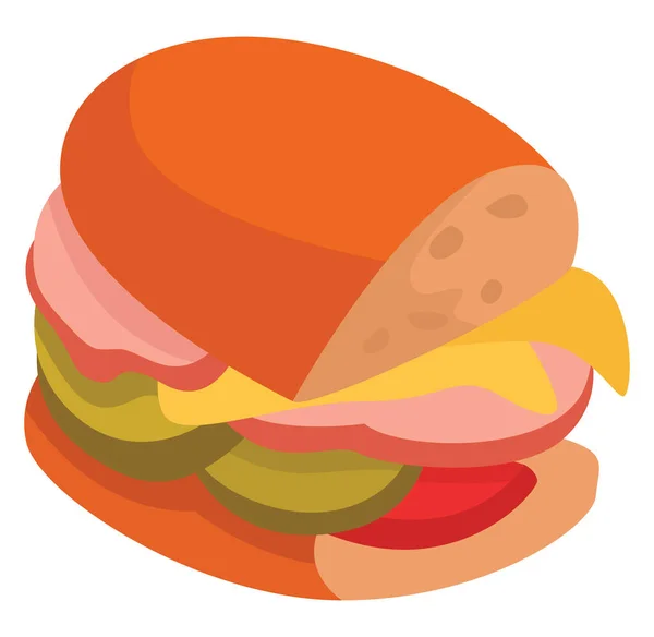 Hausgemachtes Sandwich Illustration Vektor Auf Weißem Hintergrund — Stockvektor