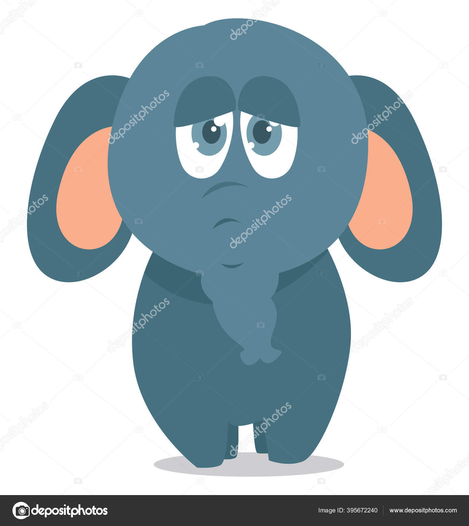 悲しい象 イラスト 白い背景のベクトル ストックベクター ©Morphart 395672240, image size:1518x1700