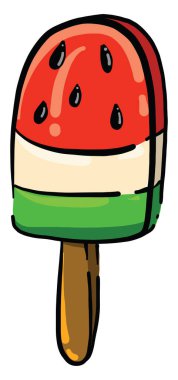 Karpuz dondurması, illüstrasyon, beyaz arkaplanda vektör