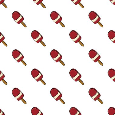 Kırmızı dondurma, beyaz arka planda pürüzsüz desen..