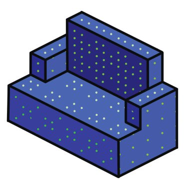 Mavi kanepe, illüstrasyon, beyaz arkaplan vektörü