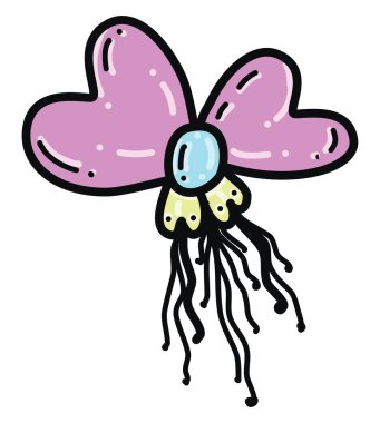 Pembe yay, illüstrasyon, beyaz arkaplanda vektör