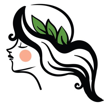 Beyaz arkaplanda bir kız saçı, illüstrasyon, vektör bırakır