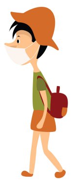 Tıbbi maskeli adam, illüstrasyon, beyaz arka planda vektör.