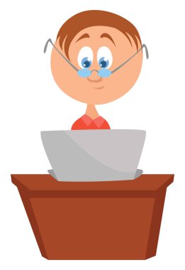 Gözlüklü adam, illüstrasyon, beyaz arkaplanda vektör