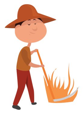 Beyaz arkaplanda çim biçme, illüstrasyon, vektör