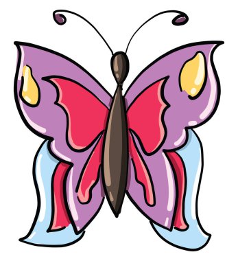 Renkli kelebek, illüstrasyon, beyaz arkaplanda vektör