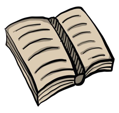 Açık kitap, illüstrasyon, beyaz arkaplan vektörü