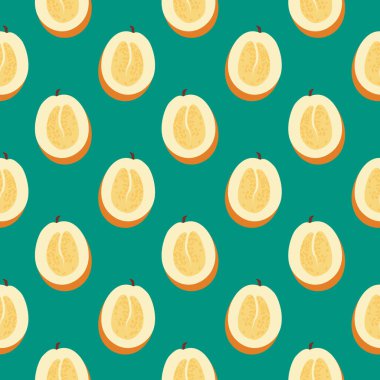 Doğulu kavun, yeşil arka planda pürüzsüz desen.