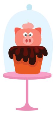 Turta ve domuz, illüstrasyon, beyaz arkaplanda vektör