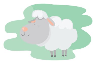 Beyaz koyun, illüstrasyon, beyaz arkaplanda vektör