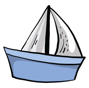 Mavi tekne, illüstrasyon, beyaz arkaplan vektörü