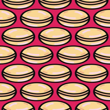 Tatlı çörek, kırmızı arka planda pürüzsüz desen.