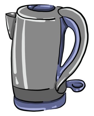 Gri çaydanlık, illüstrasyon, beyaz arkaplanda vektör