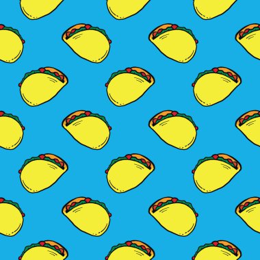 Basit taco, mavi arkaplanda pürüzsüz desen.