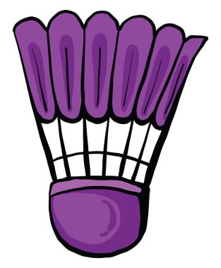 Mor badminton topu, illüstrasyon, beyaz arkaplanda vektör