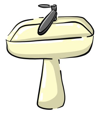 Beyaz lavabo, illüstrasyon, beyaz arkaplanda vektör