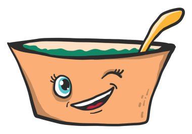 Göz kırpan kase, illüstrasyon, beyaz arkaplan üzerindeki vektör