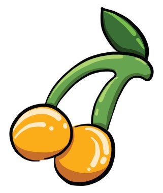 Sarı kiraz, illüstrasyon, beyaz arkaplanda vektör