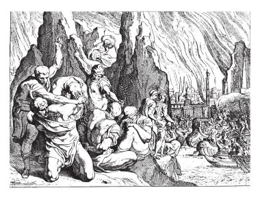 Greeks board after the fall of Troy, Theodoor van Thulden, after Francesco Primaticcio, after Nicolo dell Abate, 1633 The Greeks board and take prisoners of war with Trojans, vintage engraving. clipart