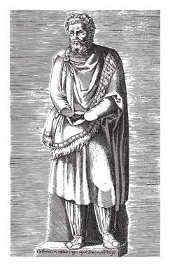 Esir bir kralın heykeli, anonim, 1584, eski oyma..