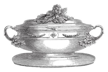 Modes Modes veya New Modes, 1 Haziran 1786, pl. Üç, A.B. Duhamel, Pugin 'den sonra, 1786 Terrine, eski gravür..