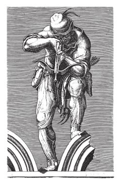 Avcı yaylı tüfekle, isimsiz, 1584, eski gravür..