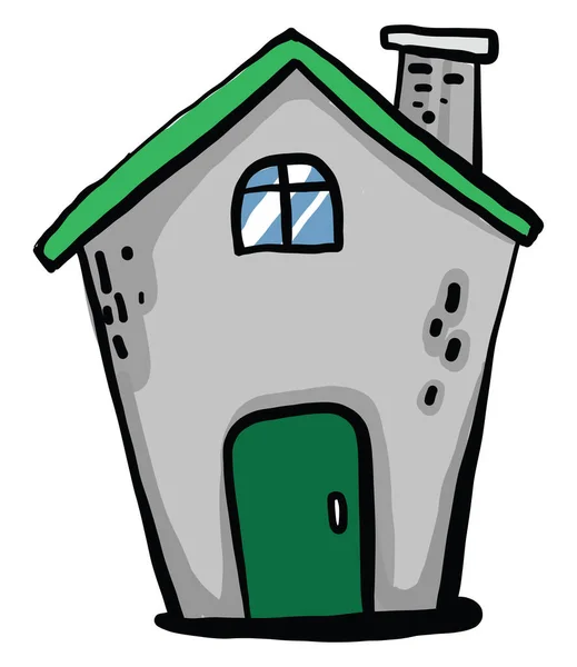 Huis Met Groen Dak Illustratie Vector Witte Achtergrond — Stockvector