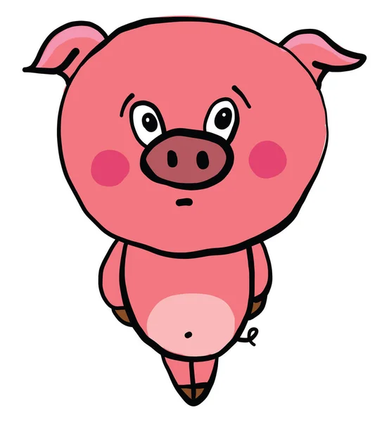 Cute Little Pig Illustration Vector White Background — Stock Vector