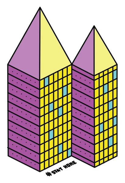 Gelbe Gebäude Illustration Vektor Auf Weißem Hintergrund — Stockvektor