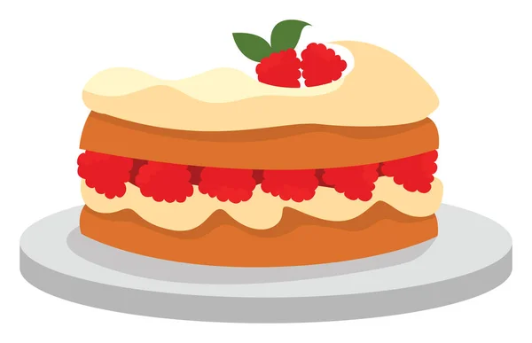 Torta Málna Illusztráció Vektor Fehér Alapon — Stock Vector