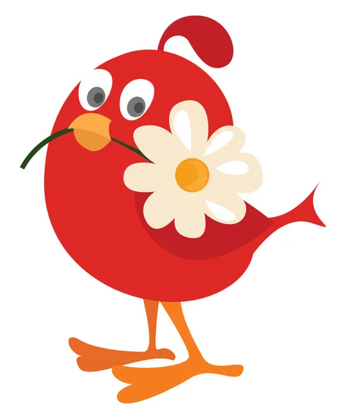Uccello Rosso Illustrazione Vettore Sfondo Bianco — Vettoriale Stock