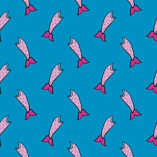 Rosafarbener Meerjungfrauenschwanz Nahtloses Muster Auf Blauem Hintergrund — Stockvektor