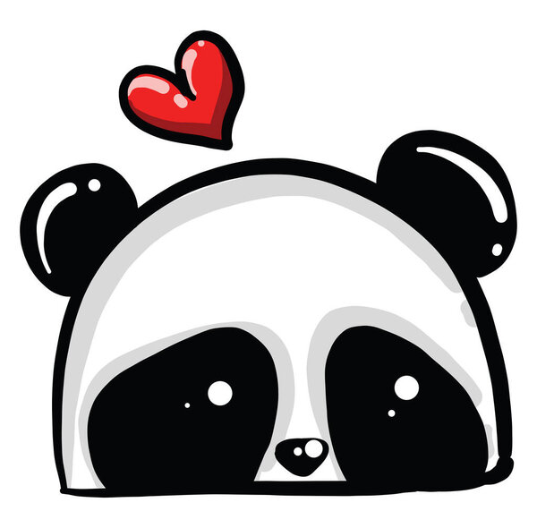 Panda with love, illustration, vector on white background