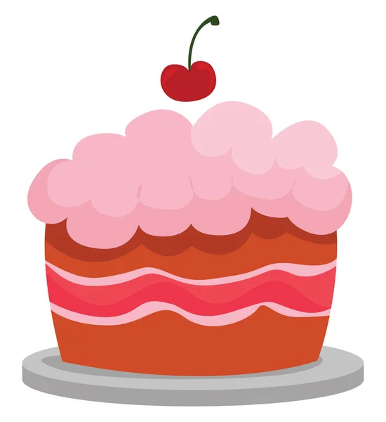 ピンクケーキイラスト白い背景のベクトル — ストックベクタ
