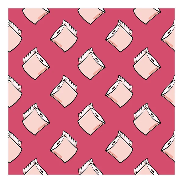 トイレットペーパー ピンクの背景のシームレスなパターン — ストックベクタ