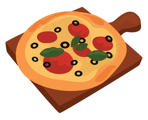 Läcker Pizza Illustration Vektor Vit Bakgrund — Stock vektor