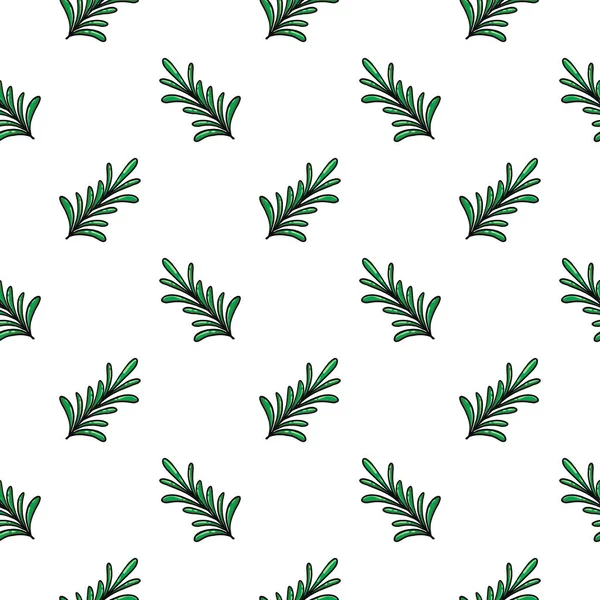 Plante Avec Petites Feuilles Vertes Motif Sans Couture Sur Fond — Image vectorielle