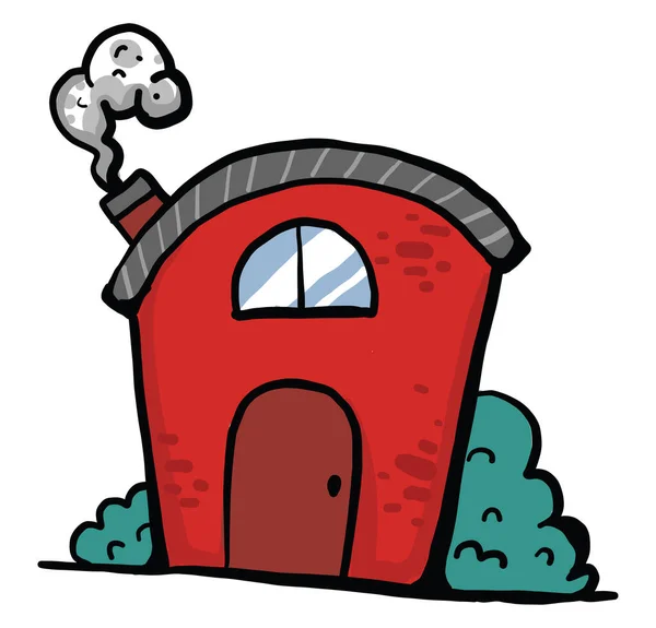 Κόκκινο Μικρό Σπίτι Εικονογράφηση Διάνυσμα Λευκό Φόντο — Διανυσματικό Αρχείο
